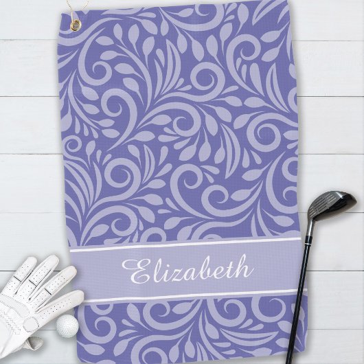 モダンゴルファー名可愛いペリウィンクルブルーパターン ゴルフタオル