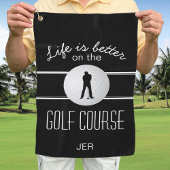 モダンゴルファーPro引用文モノグラムの白黒 ゴルフタオル