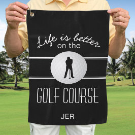 モダンゴルファーPro引用文モノグラムの白黒 ゴルフタオル