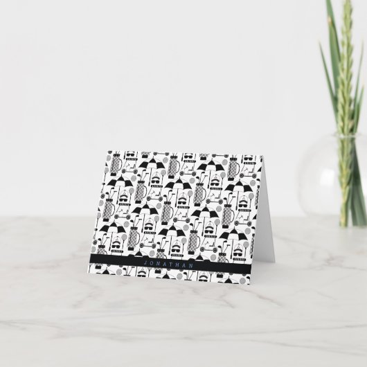 モダンゴルフ用具とアクセサリーのパターン ノートカード (正面)