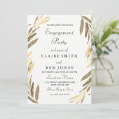 モダンゴールデンエレガントリーフ婚約パーティ招待状 招待状 (スタンド正面)