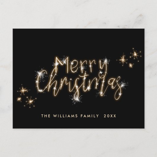 モダンゴールデンクリスマスグリーティングホリデー ポストカード (正面)