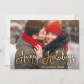 モダンゴールデンクリスマス2写真あいさつ シーズンカード (正面)