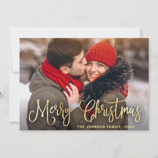 モダンゴールデンクリスマス2写真あいさつ シーズンカード (正面)