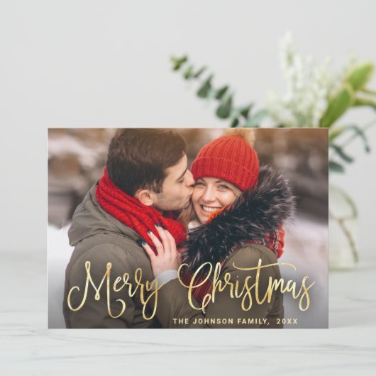 モダンゴールデンクリスマス2写真あいさつ シーズンカード (スタンド正面)