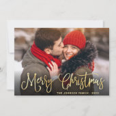 モダンゴールデンクリスマス2写真あいさつ シーズンカード (正面)