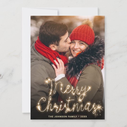 モダンゴールデンクリスマス2写真あいさつ シーズンカード (正面)