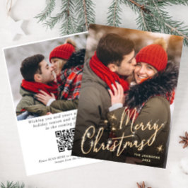 モダンゴールデンクリスマス2写真QRコード シーズンカード