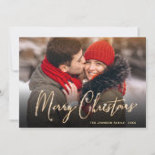 モダンゴールデンクリスマスPHOTOグリーティングホリデーカー シーズンカード (正面)