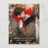 モダンゴールデンストリングライトPHOTOクリスマスホリデー ポストカード (正面)