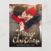 モダンゴールデンホリデーPHOTOクリスマスグリーティング ポストカード (正面)