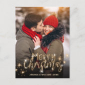 モダンゴールデンホリデーPHOTOクリスマスグリーティング ポストカード (正面)