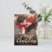 モダンゴールデンホリデーPHOTOクリスマスグリーティング ポストカード (スタンド正面)