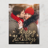 モダンゴールデンホリデーPHOTOクリスマスグリーティング ポストカード (正面)