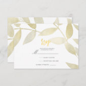 モダンゴールデン素朴金ゴールドボタニカルRSVP 出欠カード (正面/裏面)