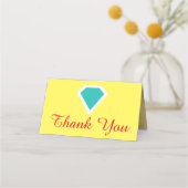 モダンゴールデン結婚ダイヤのカスタム写真折り畳み プレイスカード (裏面)