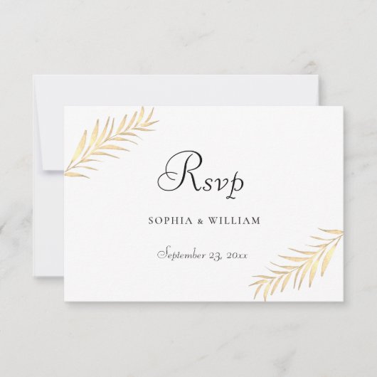 モダンゴールデン葉シーズンズ結婚ズ 出欠カード (正面)