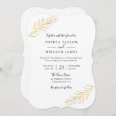 モダンゴールデン葉シーズンズ結婚ズ 招待状 (正面/裏面)