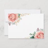 モダンゴールドとピンクの幾何学的な結婚式の出欠確認 招待状 (裏面)