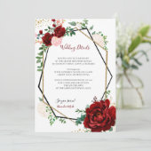 モダンゴールドとメルロットの幾何学的な結婚式の挿入カード 招待状 (スタンド正面)