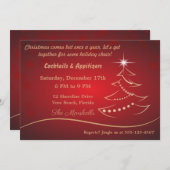 モダンゴールドのクリスマスツリーのディナー 招待状 (正面/裏面)