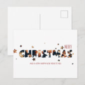 モダンゴールドのクリスマス&お正月の花火 シーズンポストカード (正面/裏面)