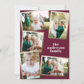 モダンゴールドのマルチ写真ファミリーハolidayカード (正面)