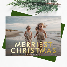 モダンゴールドのメリークリスマス写真 箔シーズンカード