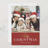 モダンゴールドの偽の箔写真ホリデーカード 招待状 (正面)