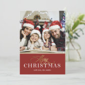 モダンゴールドの偽の箔写真ホリデーカード 招待状 (スタンド正面)