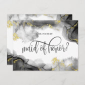 モダンゴールドの花嫁の介添え人になってくれますか？ 招待状 (正面/裏面)