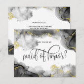 モダンゴールドの花嫁の介添え人になってくれますか？招待状 招待状 (正面/裏面)