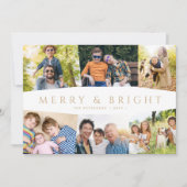 モダンゴールドのMerry and Bright 6枚の写真のクリスマス シーズンカード (正面)