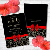 モダンゴールドエジプト幾何学 赤いリボン 30歳の誕生日 招待状