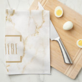 モダンゴールドエフェクト大理石パターン キッチンタオル (四つ折り)