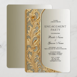 モダンゴールドオルネートエンゲージメント招待状 招待状
