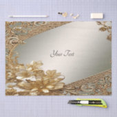 モダンゴールドオルネートフラワルティッシュペーパー 薄葉紙 (クラフト)