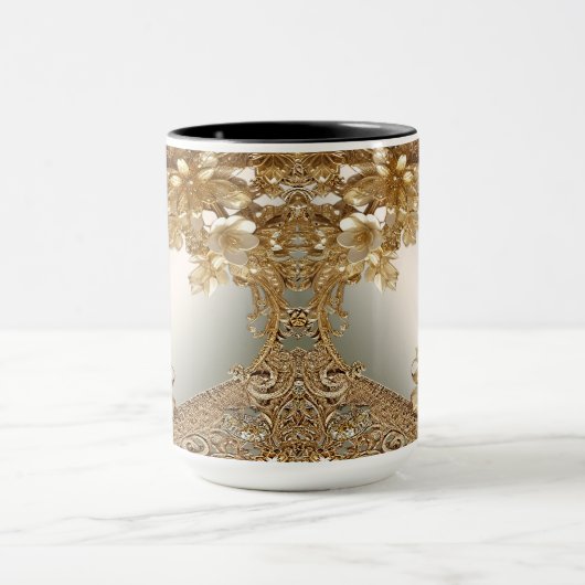 モダンゴールドオルネートフラワーマグ マグカップ (中央)