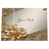 モダンゴールドオルネート フローラル ギフトバッグ (正面)