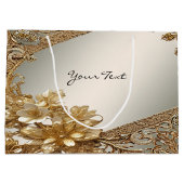 モダンゴールドオルネート フローラル ギフトバッグ (裏面)