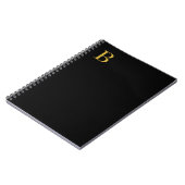 モダンゴールドカラーモノグラム  名前イニシャルを追加 ノートブック (左側)