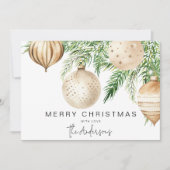 モダンゴールドクリスマスオーナメント 招待状 (正面)