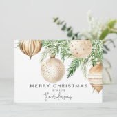 モダンゴールドクリスマスオーナメント 招待状 (スタンド正面)