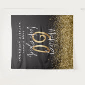 モダンゴールドグリッター60歳誕生日パーティー飾り タペストリー (正面(横))