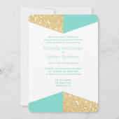 モダンゴールドグリッター & ティールウェディング招待状 招待状 (裏面)