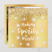 モダンゴールドグリッター 気持ちを明るくする フォト シーズンカード (正面/裏面)