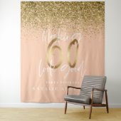 モダンゴールドグリッター 60歳の誕生日パーティー飾りテープ タペストリー (インサイチュ)