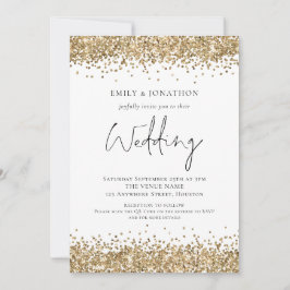 モダンゴールドグリッターQRコードウェディング 招待状