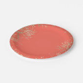 モダンゴールドコーラルオレンジエレガントビーチウェディング ペーパープレート (アングル)
