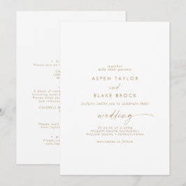 モダンゴールドスクリプトの表裏結婚式 招待状